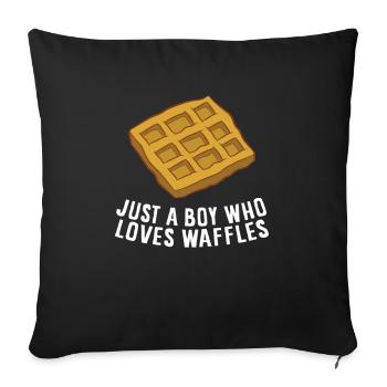 Seulement un garçon qui aime les gaufres du petit-déjeuner gaufres - Housse de coussin décorative 45 x 45 cm - noir - Devant