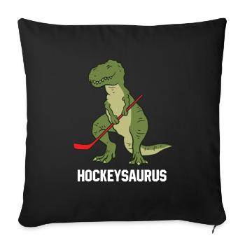 Hockeysaurus Dinosaure Hockey Enfants Garçon de hockey - Housse de coussin décorative 45 x 45 cm - noir - Devant