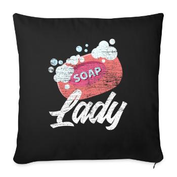 Soap making woman - Sofa pillowcase 17,3'' x 17,3'' (45 x 45 cm) - black - Front