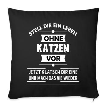 Katzen Katze Katzenshirt Geschenkidee Geschenk - Sofakissenbezug 45 x 45 cm - Schwarz - Vorne