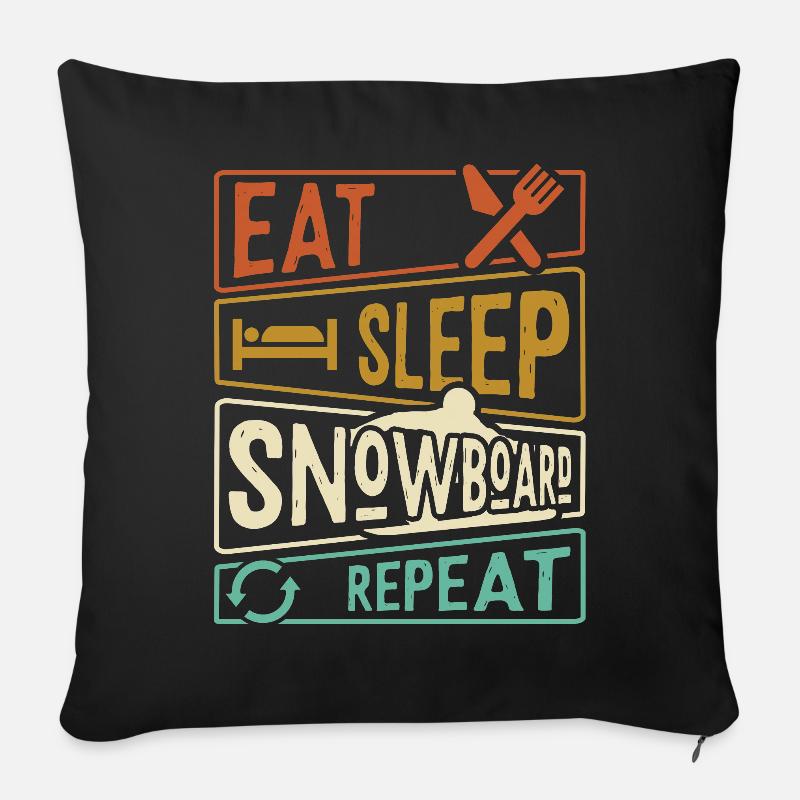 Eat Sleep Snowboard Repeat - Snowboarder - Sofakissenbezug 45 x 45 cm - Schwarz