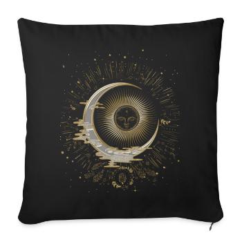The sun and the moon with stars - Sofa pillowcase 17,3'' x 17,3'' (45 x 45 cm) - black - Front