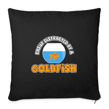 Easily distracted by a goldfish - aquarium - Sofa pillowcase 17,3'' x 17,3'' (45 x 45 cm) - black - Front