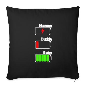 Maman, Papa Bébé Batterie Les Parents Adorent la Famille Ge - Housse de coussin décorative 45 x 45 cm - noir - Devant