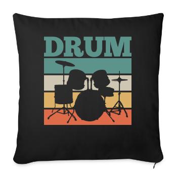 Drummer Drums Retro - Sofa pillowcase 17,3'' x 17,3'' (45 x 45 cm) - black - Front