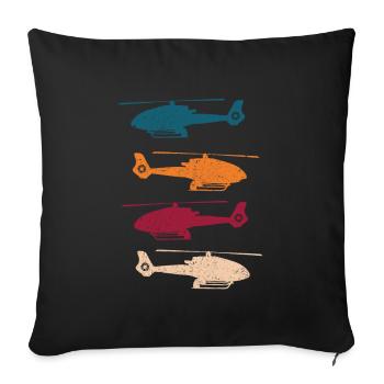 120 hélicoptères hélicoptères hélicoptères - Housse de coussin décorative 45 x 45 cm - noir - Devant