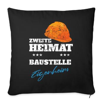 Eigenheim Haus Traumhaus - Bauherr Bauherrin - Sofakissenbezug 45 x 45 cm - Schwarz - Vorne