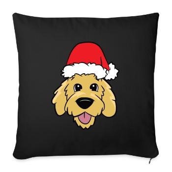 Goldendoodle With Santa Hat Goldendoodle Dog - Sofa pillowcase 17,3'' x 17,3'' (45 x 45 cm) - black - Front