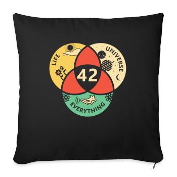 42 Answer universe gift idea - Sofa pillowcase 17,3'' x 17,3'' (45 x 45 cm) - black - Front