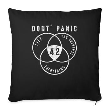 Pas de panique 42 réponse cadeau de l'univers - Housse de coussin décorative 45 x 45 cm - noir - Devant