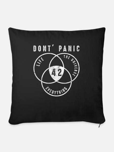 Keine Panik 42 Antwort Universum Geschenk - Sofakissenbezug 45 x 45 cm - Schwarz