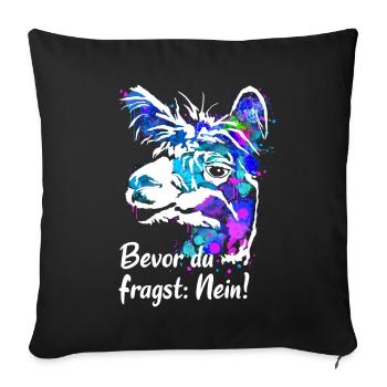 Alpaca Llama Colorful - Before you ask no - Sofa pillowcase 17,3'' x 17,3'' (45 x 45 cm) - black - Front