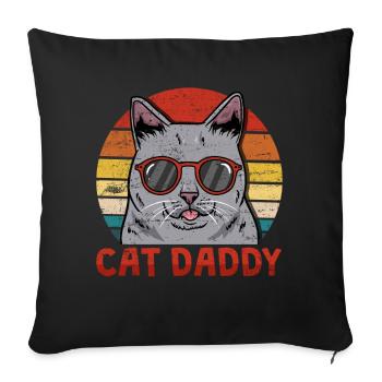 Chats père chat - Housse de coussin décorative 45 x 45 cm - noir - Devant
