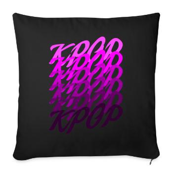 Kpop Kdrama vagues Écriture Coréenne Saranghae K-Pop - Housse de coussin décorative 45 x 45 cm - noir - Devant
