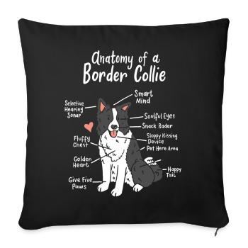 Border Collie - Housse de coussin décorative 45 x 45 cm - noir - Devant