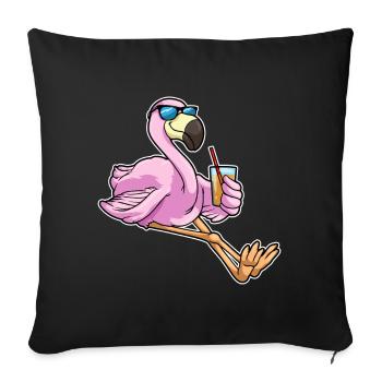 Lunettes de soleil flamant rose - Housse de coussin décorative 45 x 45 cm - noir - Devant