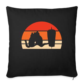 Stylized cat and office window design - Sofa pillowcase 17,3'' x 17,3'' (45 x 45 cm) - black - Front