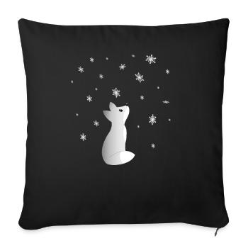 Un doux renard de neige Observe des flocons de neige - Housse de coussin décorative 45 x 45 cm - noir - Devant