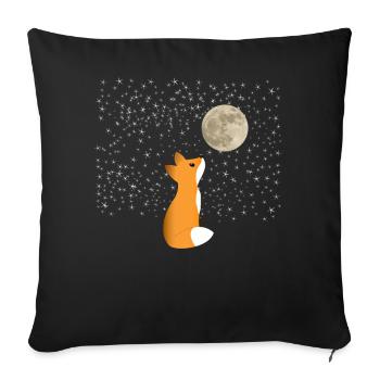 Renard Lune Hiver Nature Nuit Mignonne Mignonne Cadeau - Housse de coussin décorative 45 x 45 cm - noir - Devant