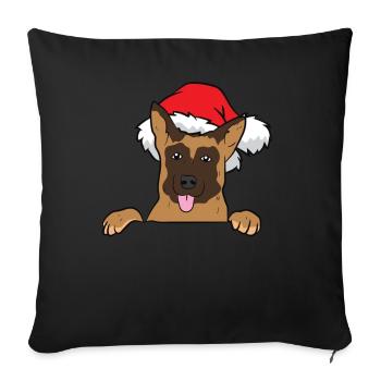 German Shepherd With Santa Hat German Shepherd - Sofa pillowcase 17,3'' x 17,3'' (45 x 45 cm) - black - Front