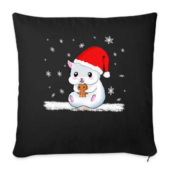 Cadeau de Noël Biscuit Snow pour hamster - Housse de coussin décorative 45 x 45 cm - noir - Devant