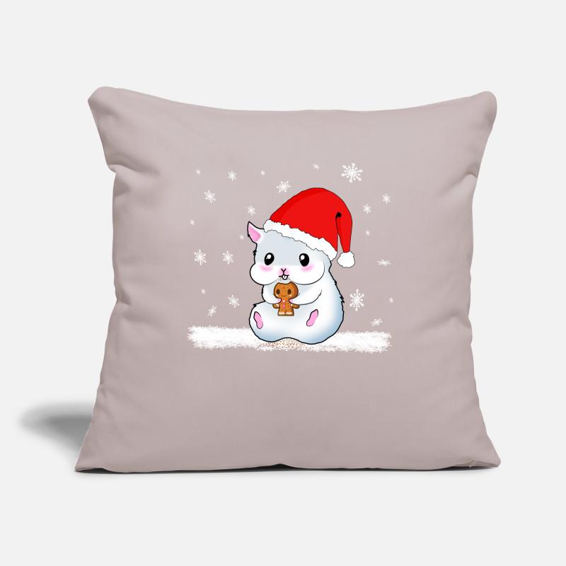 A Sweet Hamster Eats A Cookie While It Snows Sofa pillowcase 17,3'' x 17,3'' (45 x 45 cm)