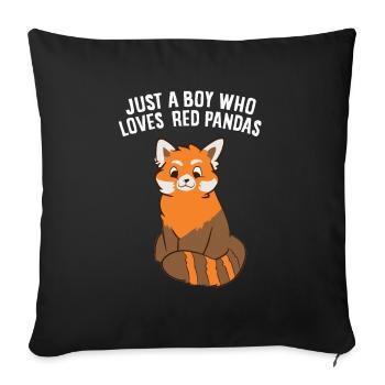 Just a Boy Who Loves Red Pandas - Sofa pillowcase 17,3'' x 17,3'' (45 x 45 cm) - black - Front