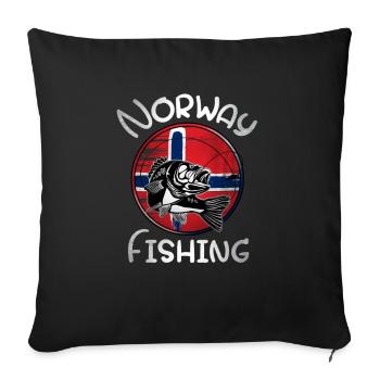 Pêche en Norvège - Housse de coussin décorative 45 x 45 cm - noir - Devant