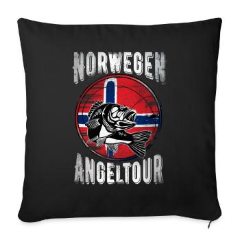 Norwegen Angeltour - Sofakissenbezug 45 x 45 cm - Schwarz - Vorne