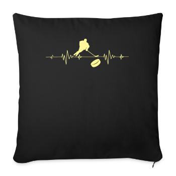 Heartbeat ice hockey hockey player heartbeat EKG - Sofa pillowcase 17,3'' x 17,3'' (45 x 45 cm) - black - Front
