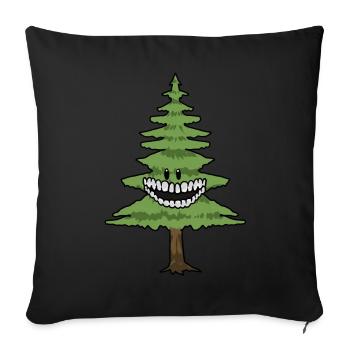 Arbre arbre arbre arbre forêt nature amusant sapin - Housse de coussin décorative 45 x 45 cm - noir - Devant