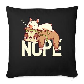 Sloth Llama while chilling - Sofa pillowcase 17,3'' x 17,3'' (45 x 45 cm) - black - Front
