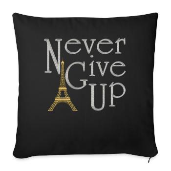 NEVER GIVE UP Argenté tour Eiffel Or - Housse de coussin décorative 45 x 45 cm - noir - Devant