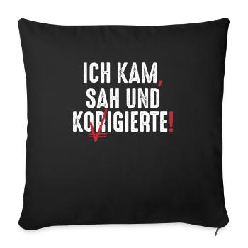 Lustiges Lehrer Deutsch Rechtschreibung Geschenk - Sofakissenbezug 45 x 45 cm - Schwarz - Vorne
