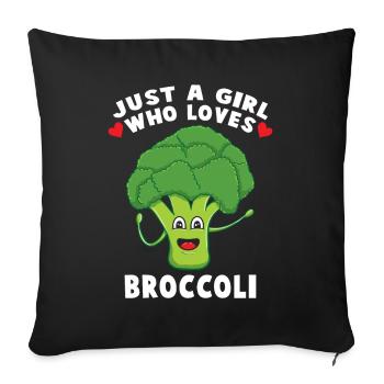 Just A Girl Who Loves Broccoli Gift Vegan - Sofa pillowcase 17,3'' x 17,3'' (45 x 45 cm) - black - Front