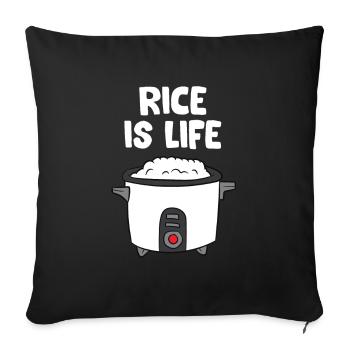 Rice Is Life Asian Food Chinese Rice Japanese - Sofa pillowcase 17,3'' x 17,3'' (45 x 45 cm) - black - Front