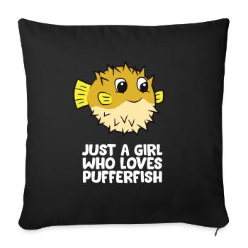 Poisson à boule fille cadeau mer Océan Blobfish - Housse de coussin décorative 45 x 45 cm - noir - Devant
