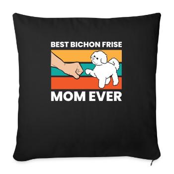 Meilleur Bichon Frise Mom Ever - Housse de coussin décorative 45 x 45 cm - noir - Devant