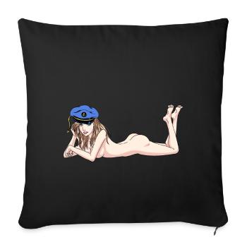 Maritim Kapten sexy Girl Seefahrt Ahoi - Sofakissenbezug 45 x 45 cm - Schwarz - Vorne