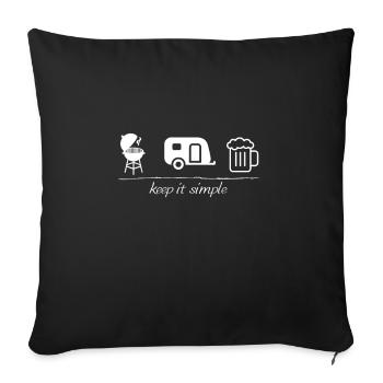 Restez simple, camping, caravane, barbecue, bière, - Housse de coussin décorative 45 x 45 cm - noir - Devant