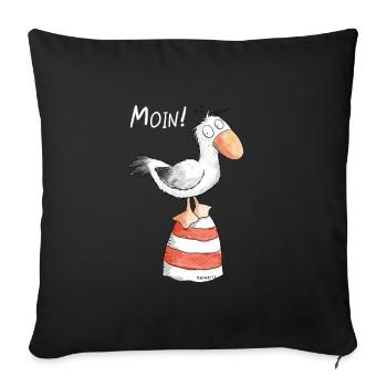 Moin Möwe I Nordsee Urlaub Geschenk - Sofakissenbezug 45 x 45 cm - Schwarz - Vorne