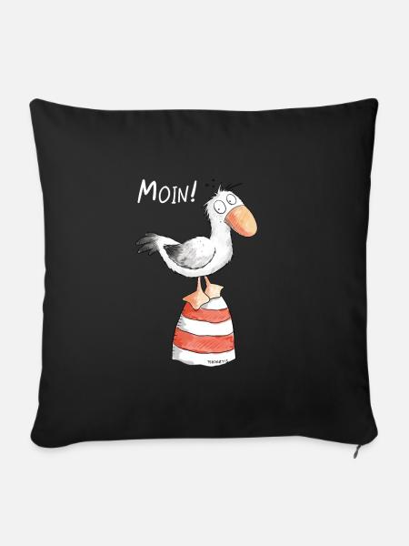 Moin Möwe I Nordsee Urlaub Geschenk - Sofakissenbezug 45 x 45 cm - Schwarz