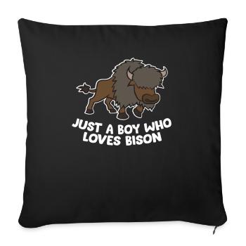 Un seul garçon Qui aime Les Bisons - Housse de coussin décorative 45 x 45 cm - noir - Devant