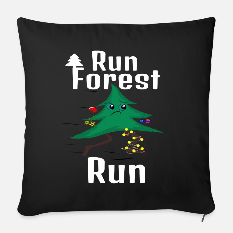 Lauf Forest Lauf! Weihnachtsbaum - Sofakissenbezug 45 x 45 cm - Schwarz
