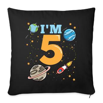 5th Birthday Space - Sofa pillowcase 17,3'' x 17,3'' (45 x 45 cm) - black - Front