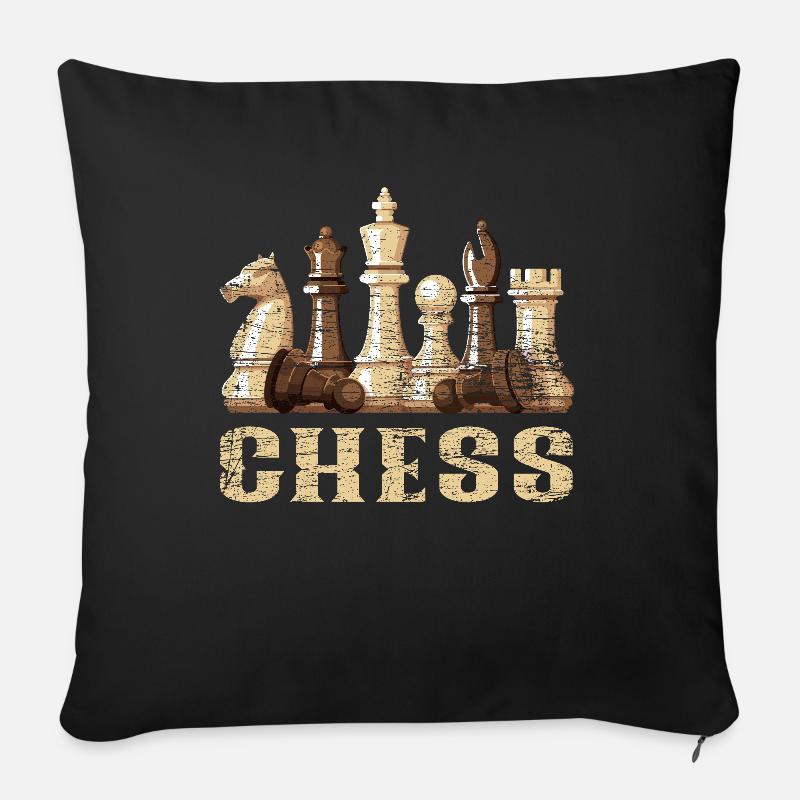 Schach Brettspiel - Sofakissenbezug 45 x 45 cm - Schwarz