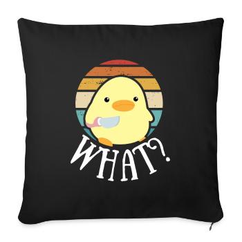 Süße Ente mit Messer Küken Huhn Gans Was Retro Sun - Sofakissenbezug 45 x 45 cm - Schwarz - Vorne