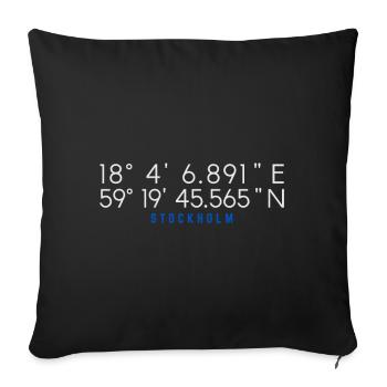 Stockholm Sweden Gps Coordinates - Sofa pillowcase 17,3'' x 17,3'' (45 x 45 cm) - black - Front