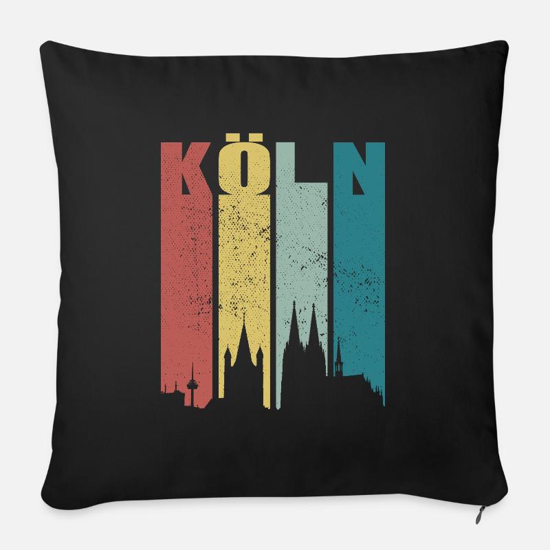 Köln Skyline Kölner Dom Vintage Retro Kölsch Köln - Sofakissenbezug 45 x 45 cm - Schwarz
