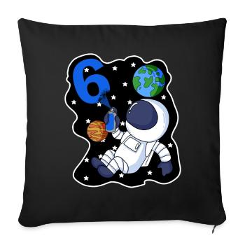 6e anniversaire astronaute cadeau garçon 6 ans - Housse de coussin décorative 45 x 45 cm - noir - Devant